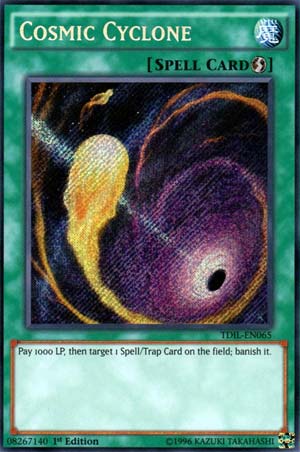 card spell banish cyclone cosmic yu pojo gi oh trap target field